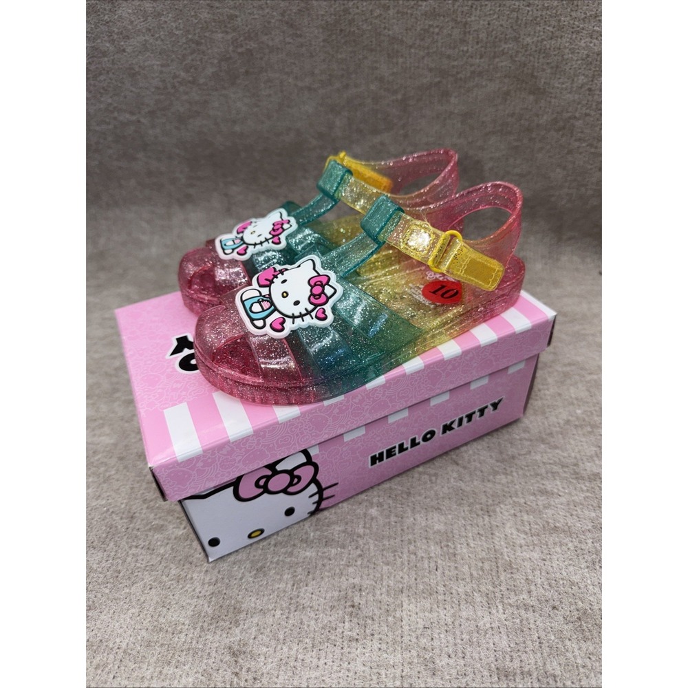 NEW Hello Kitty Sanrio Multi Colour Glitter Jelly Sandals Toddler Girls Size 10